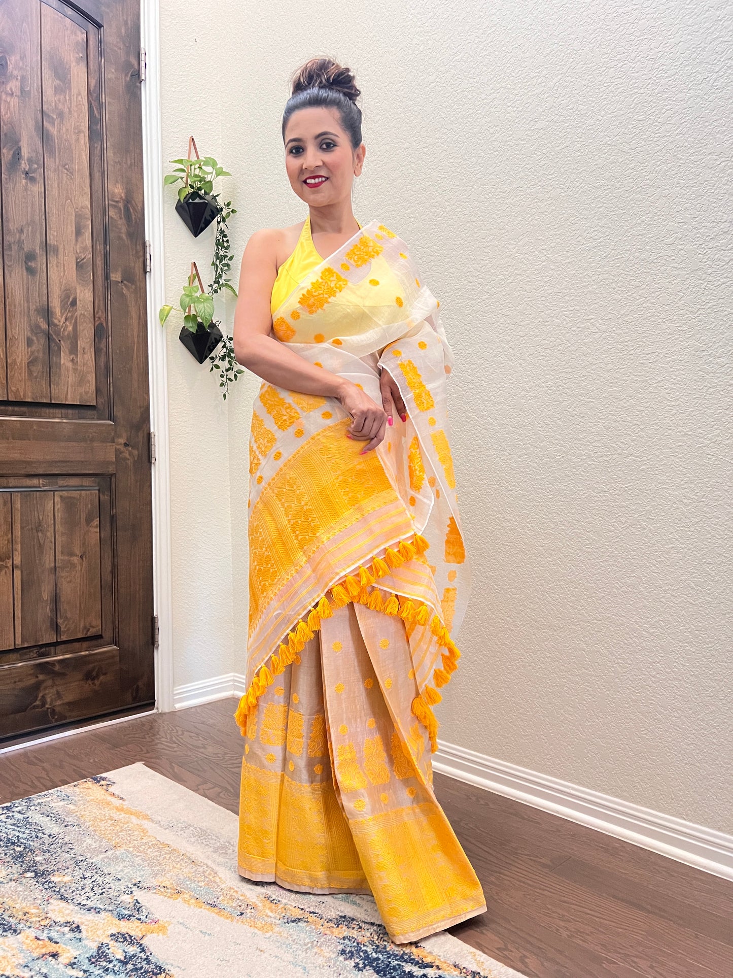 Handmade Assam Raw Silk (Kesa Paat) Sador with Tussar Silk Mekhela