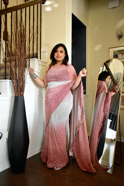 Purple & Siver Ombre Saree
