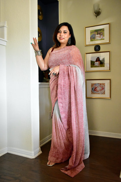 Purple & Siver Ombre Saree