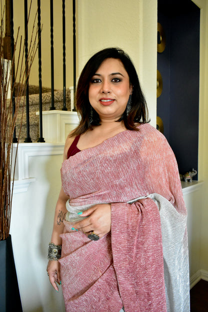 Purple & Siver Ombre Saree