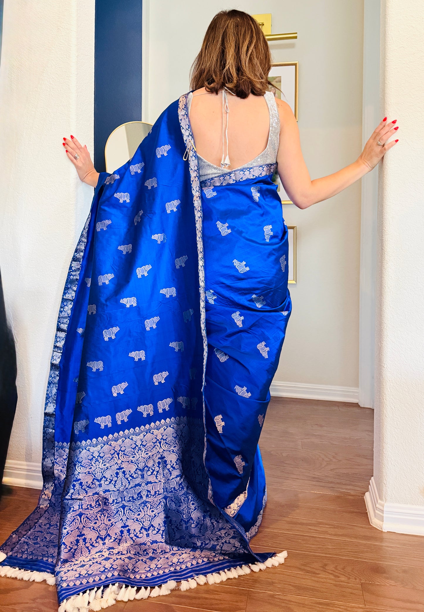 Handmade Assam Silk Saree with Kaziranga work