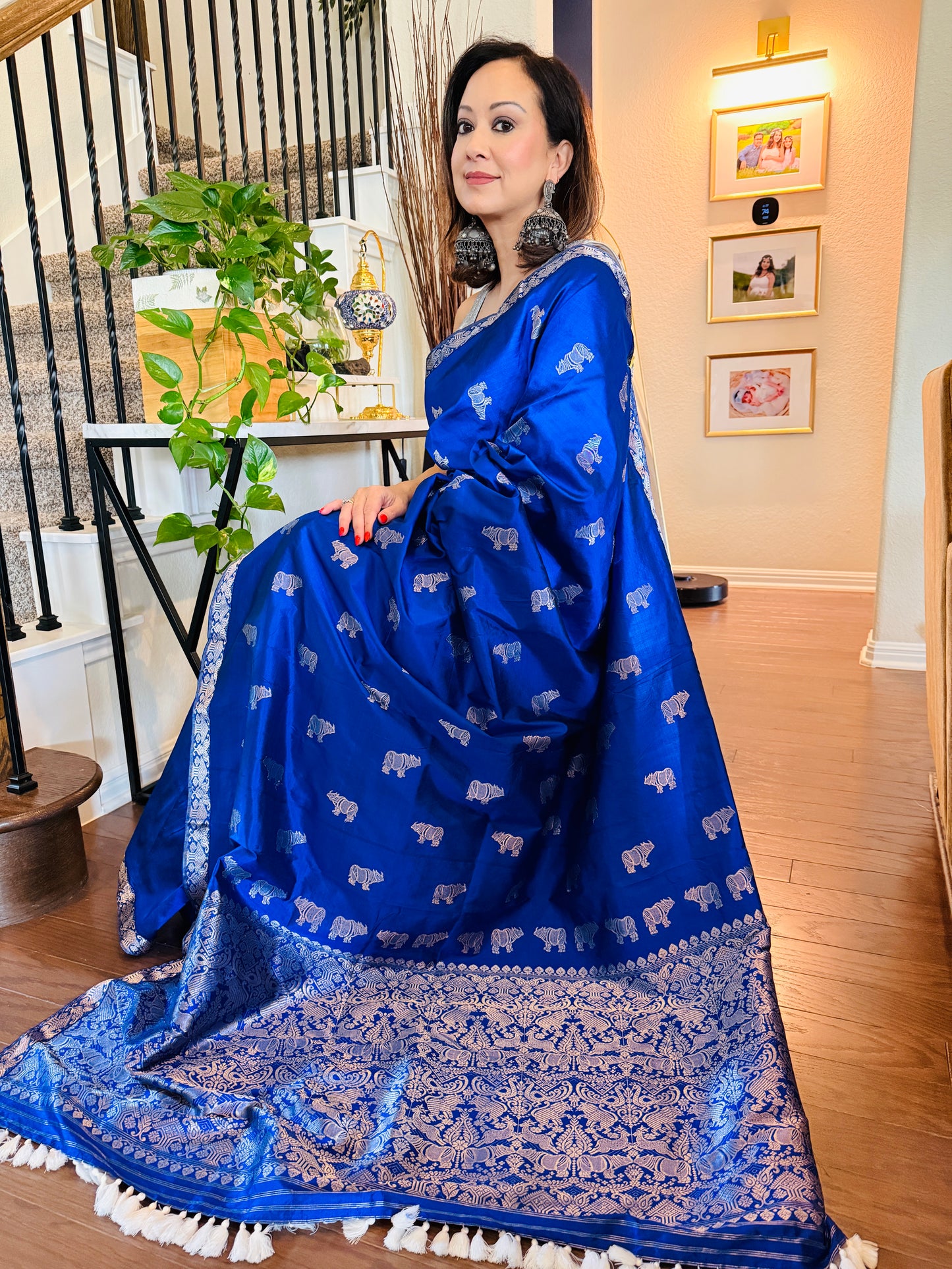Handmade Assam Silk Saree with Kaziranga work