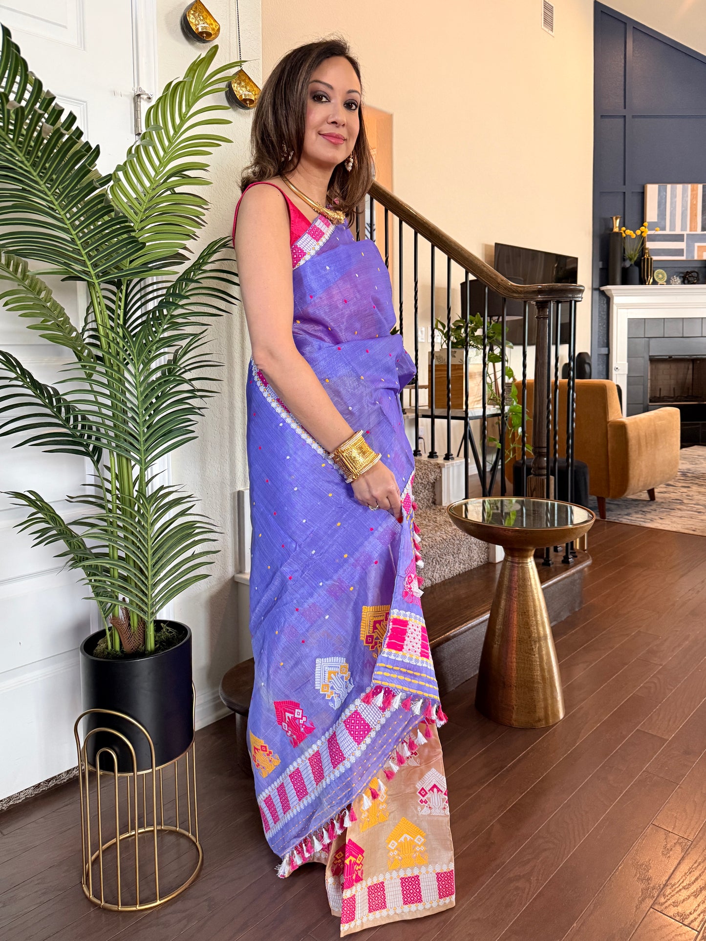Handmade Assam Raw Silk (Kesa Paat) Sador with Tussar Silk Mekhela