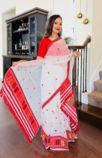 Handmade Assam Raw Silk (Kesa Paat) Mekhela Sador Set