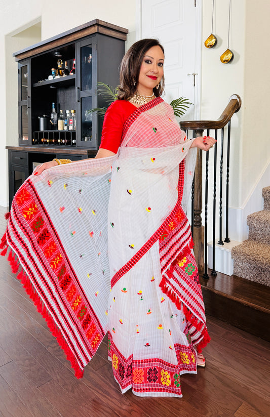 Handmade Assam Raw Silk (Kesa Paat) Mekhela Sador Set