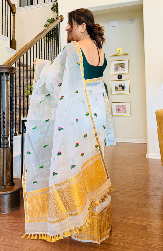 Handmade Assam Raw silk (Kesa Paat) Mekhela Chador Set