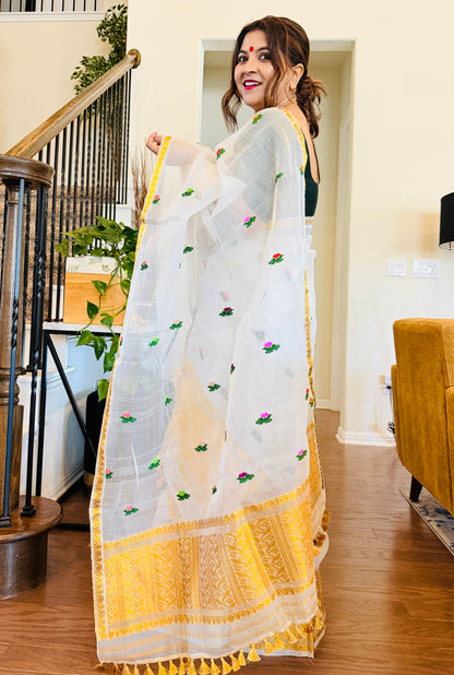 Handmade Assam Raw silk (Kesa Paat) Mekhela Chador Set